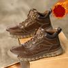 Men's High-top Casual Leather Shoes Handmade Plush Shoes Casual Shoes Autumn and Winter Plus Size 39-47
