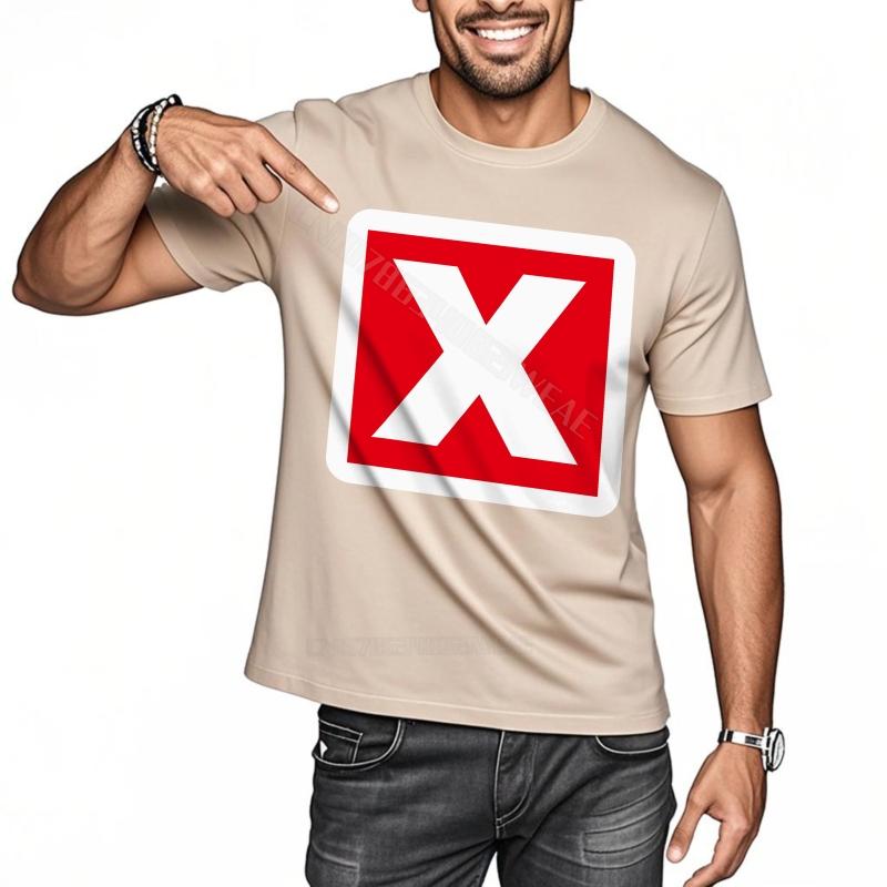 Unisexs tshirt Breathable Casual Tee Red X On White Daily Wear New Teeshirts Cool Adult Essential Teeshirts
