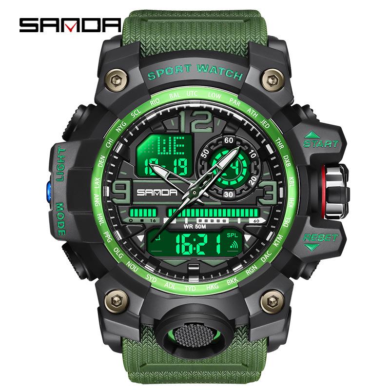 Sanda 3133 Montre de Sport Lumineuse pour Homme - Tendance Mode Ado Multifonctionnelle