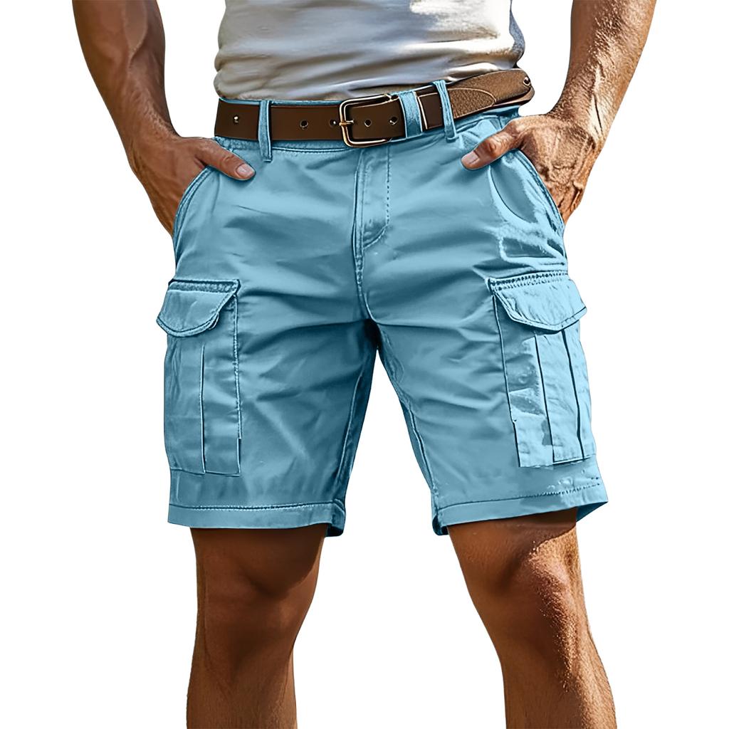 Mens Cargo Shorts with Multiple Pockets Relaxed Fit Belted Waist Casual Outdoor Wear for Daily Activities