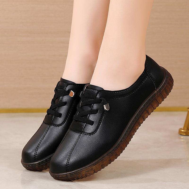 New large size 100% cowhide Women's Loafers Leather shoes casual sports shoes Fashion Lightness Womens vulcanized shoes sneakers