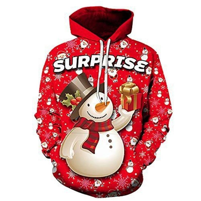 2026 Christmas Snowman Graphic Hoodies 3D Print Men Women Long Sleeve Hooded Sweatshirt Autumn/Winter Holiday Tracksuit Y2k Coat S
