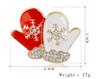 Women Fashionable Christmas Style Alloy Pin Brooch Red and White Lover Gloves Design Brooch
