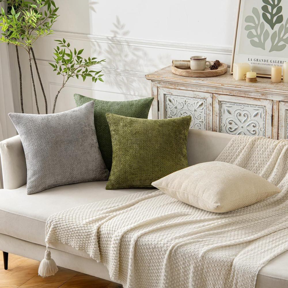 HOMLLY Sadii Teksturowana Poszewka na Poduszkę Dekoracyjną z Chenille (45 x 45 cm) X2SZT