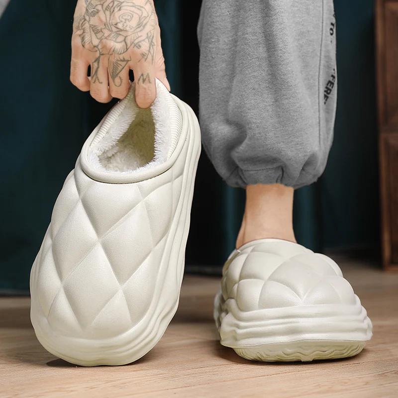 Fashion Slippers Heel Covering Shoes for Men Added Cotton Men's Slippers Waterproof Slipper Soft and Comfortable Non-Slip Wear-resistant
