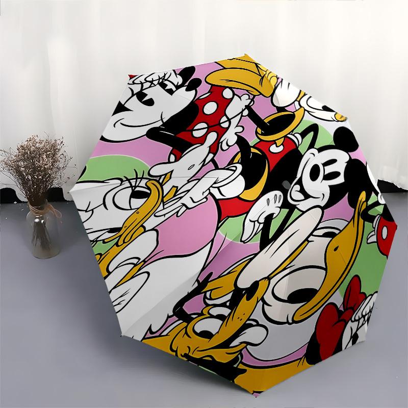 Mickey Mouse Themed Automatic Opening and Closing Umbrella, Brightly Colored 8-rib Portable Umbrella, Suitable for Men and Women, A Perfect