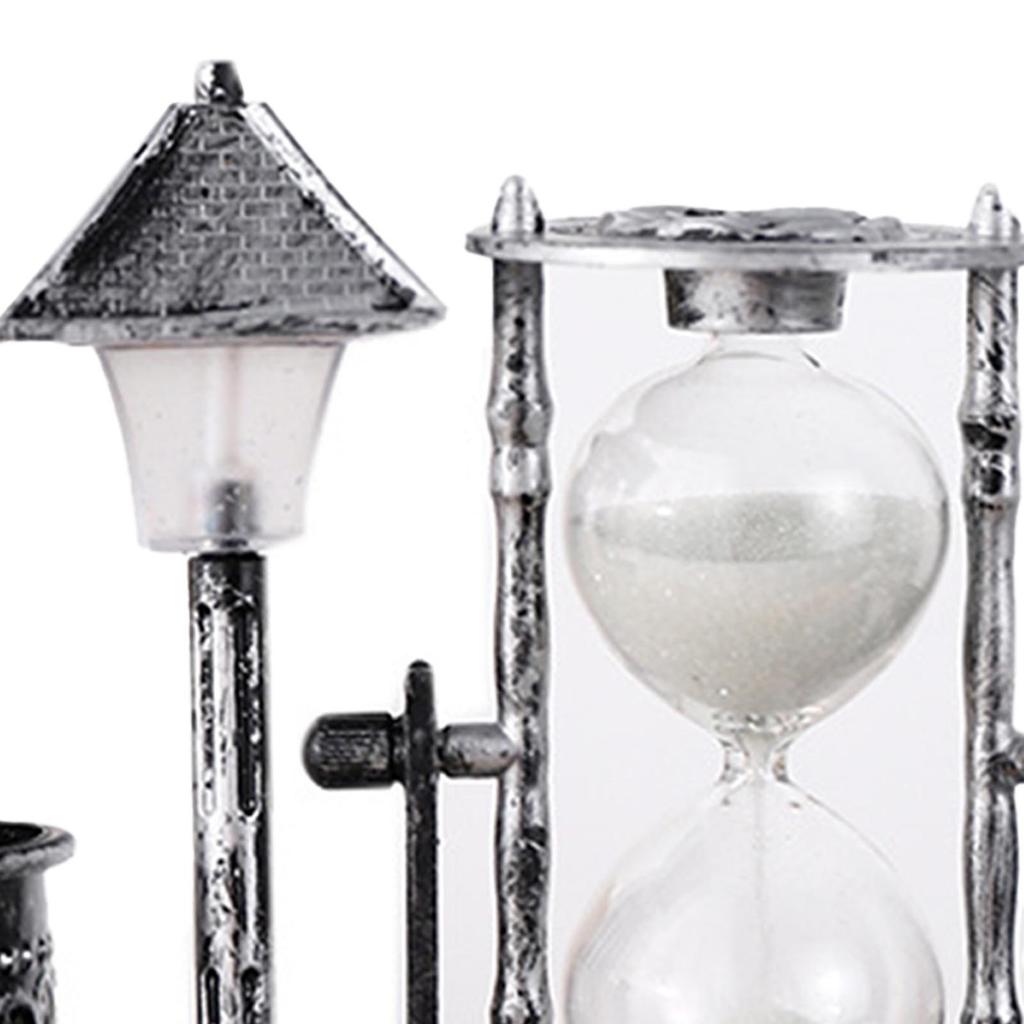 Suport Stilou Vintage Inovator Culoare Albă Clepsidră Luminoasă Lampă Stradală Suport Stilou pentru Birou Argintiu