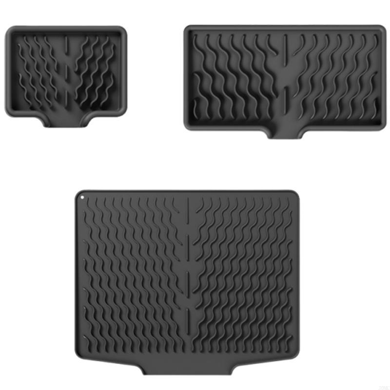 

Silicone Drain Rack Waterproof Countertops Mat For Utensils Drying J0MC 1 чорний