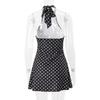 Halter Neck Backless Polka Dot A-line Short Dress Fashion Summer Slim Fit Party Sexy Mini Short Dresses Female Fashion Elegant Printed Clothing