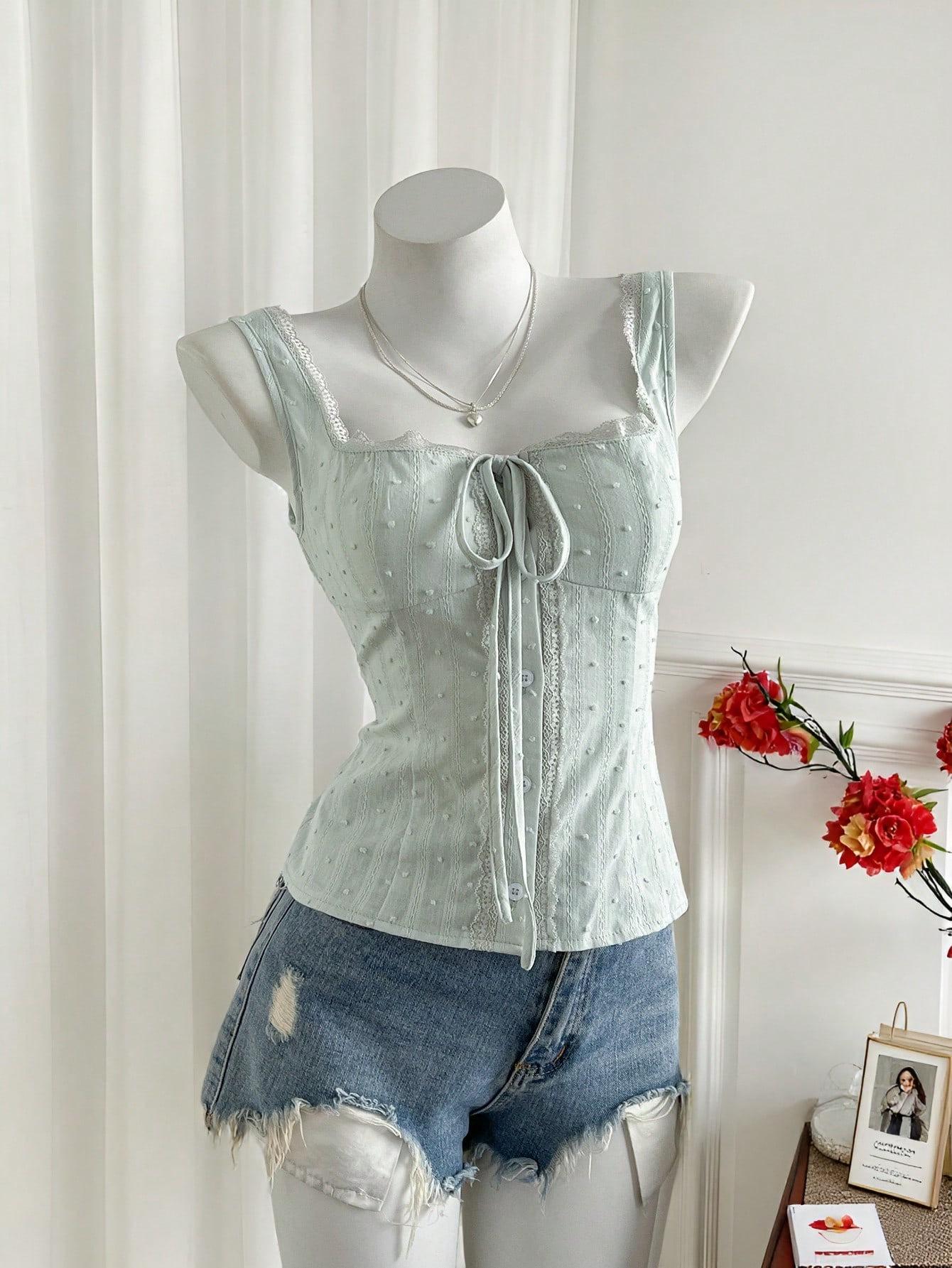 Spicy Girl Sleeveless Vest: Summer European-American Vacation Style Camisole XL [130-145 lbs] нефритовый/зелёный