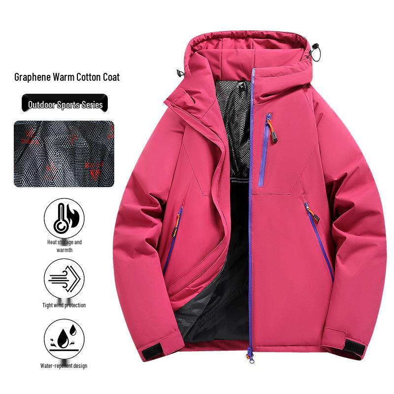 2025 Graphene-Infused Warm Cotton Jacket - Casual, Loose, Windproof, Outdoor Skiing Apparel for Couples