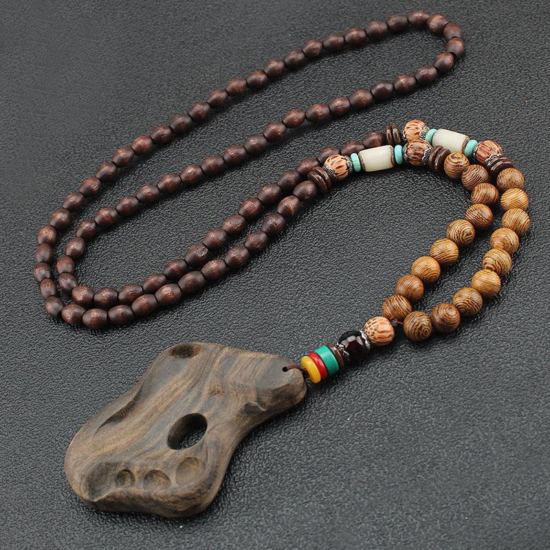 Originální etnický retro dlouhý řetízek na svetr, Nepálské vintage doplňky, Tibetský styl, Literární a univerzální náhrdelník pro muže a ženy
