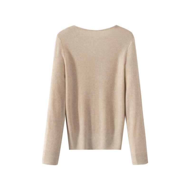 Sanpowa Women's Casual Hollow Out Long Sleeve Knit Top