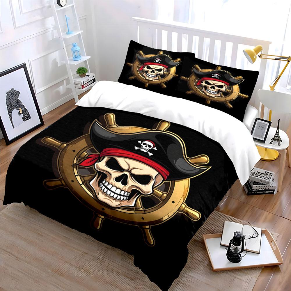 "Pirate Skull Adventure Vibes" Bedding Sets Duvet Covers Pillowcases(1* Duvet Cover 2* Pillowcases Without Duvet Insert)
