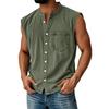 Men's Summer Fashion Distressed Denim Shirt. Men's Casual Sporty Sleeveless Button-down Vest.