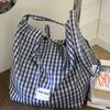 2025 New Fashion Lazy Wind Slack Large Capacity Tote Bag Double Sided Back Crossbody Bag Korean Plaid Canvas Bag