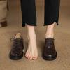 Krazing Pot Sheepskin Autumn Winter Shoes Lace Up Chunky Heels Oxford Shoes Size 43 Round Toe Deep Mouth Pumps