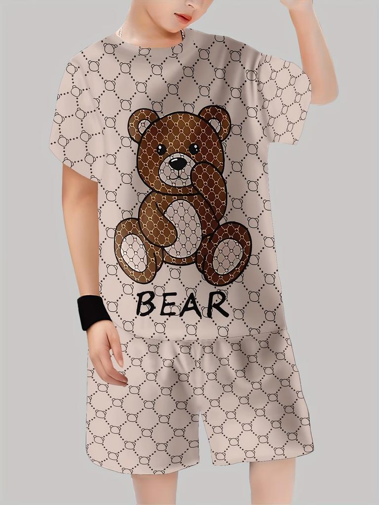 Summer New Casual D Printing Short-sleeved Suit Y Children's Suit Cartoon Letter New