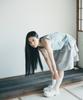 Ohesio Mixed Banding Shirring Skirt, Sky Blue