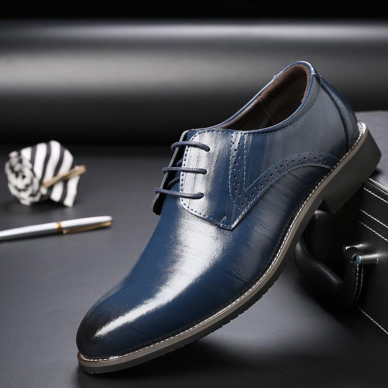 Men's Pointed-toe Gentleman's Trendy Leather Shoes Men's Formal Single Shoes Large Size Business Men's Shoes Lace-up Casual Comfortable Shoes
