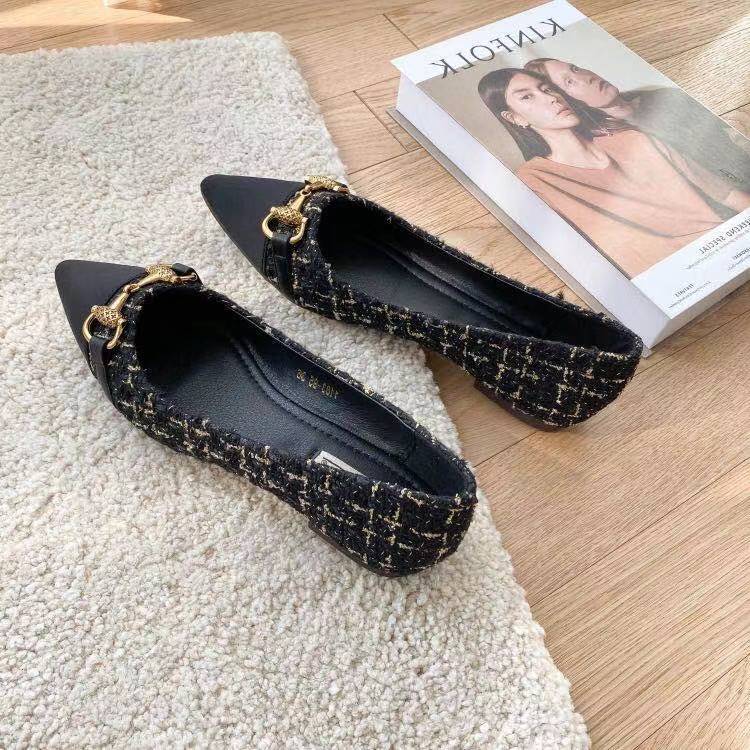 Pointed Toe Low Heel Elegant Office Shoes For Women 2025 Luxury Leather Casual Ladies Summer Footwear Y2k Non Slip Genuine Mark