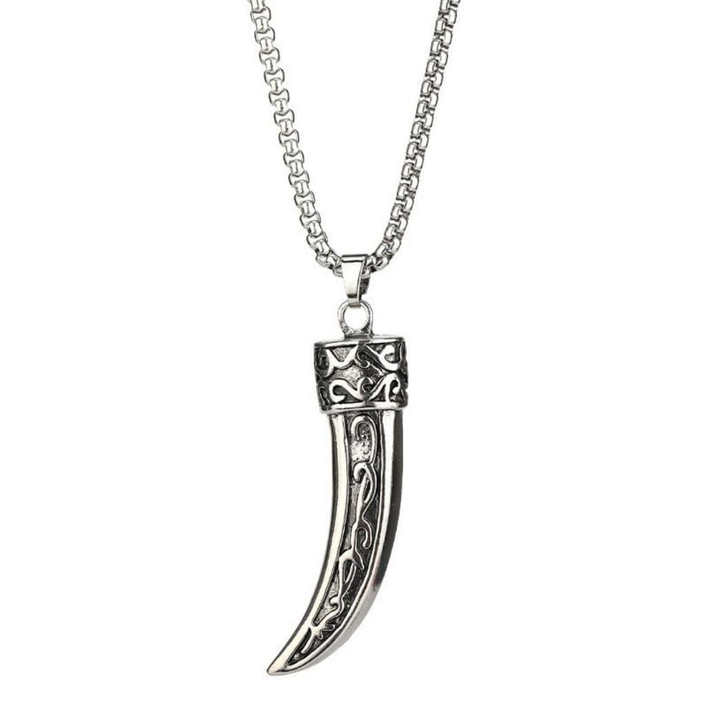 Of Wolf Fang 60cm Necklace [Magic Sedona] Horror-themed Men's Pendant, [Fenrir's Fang], Chain, Horror-themed Amulet, Cosplay, Talisman, Hip-Hop
