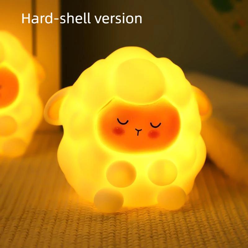 Cartoon Sheep Silicone Tap Recharge Night Light Soft Bedside Sleep Lamp Kids Room Decor Gift Desk Lamp 1Pc