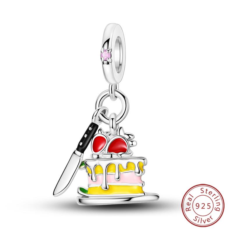 Copper Little Bear Soft Candy Coffee Strawberry Cake Afternoon Tea Charms Beads Fit Qikaola Bracelets Diy Jewelry