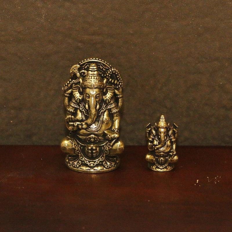Vintage Brass Ganesha Statue Inspired from Asia/India/Thailand, Perfect for Home Office Decor