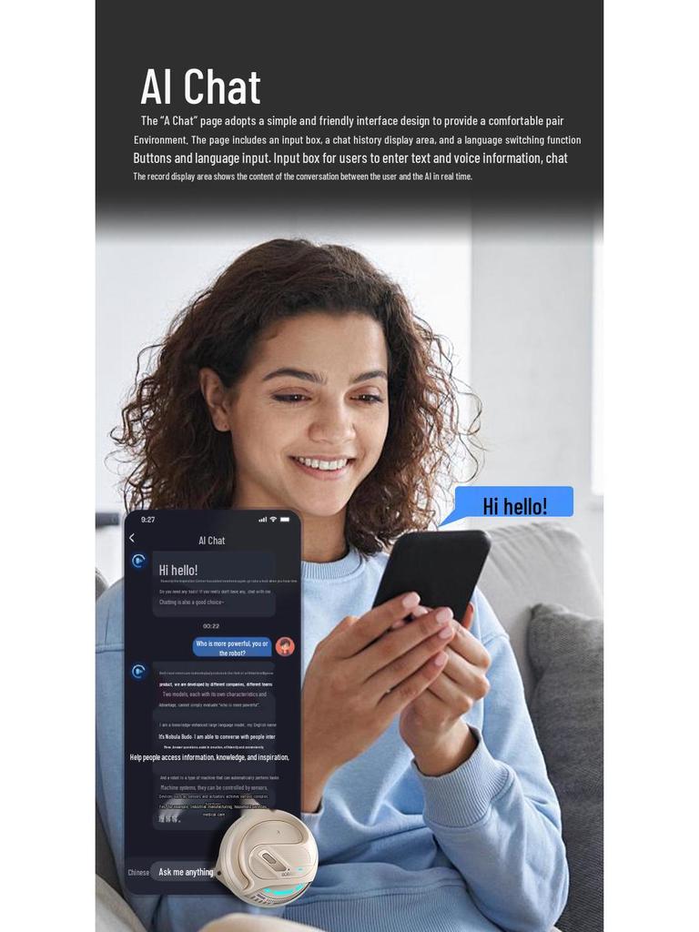 ST-T26 Smart AI Earbuds: Second Gen Wireless Bluetooth, 144 Language Translation.