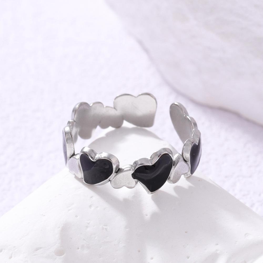 Women's Heart-Shaped Titanium Stainless Steel Open Ring