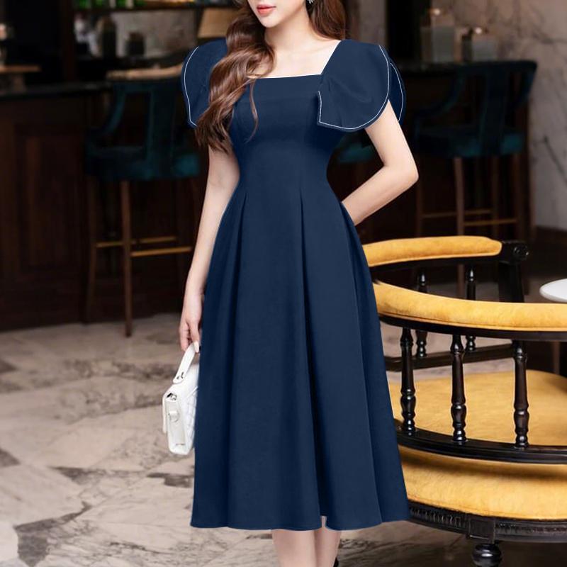 ZANZEA Women Square Neck Summer Casual Sleeveless Dress