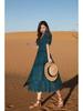 2025 V-Neck French Retro Summer Dress - Slimming A-Line Puff Sleeve Princess Style