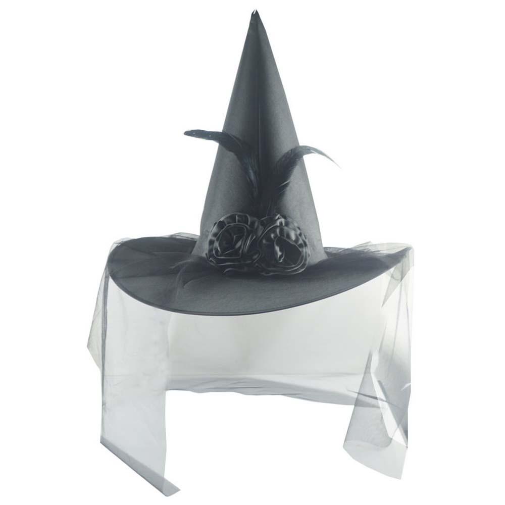 Design Sharp Corner Children Women Rose Flower Ruched Witch Hat Pumpkin Cap Wizard Hat Cloth
