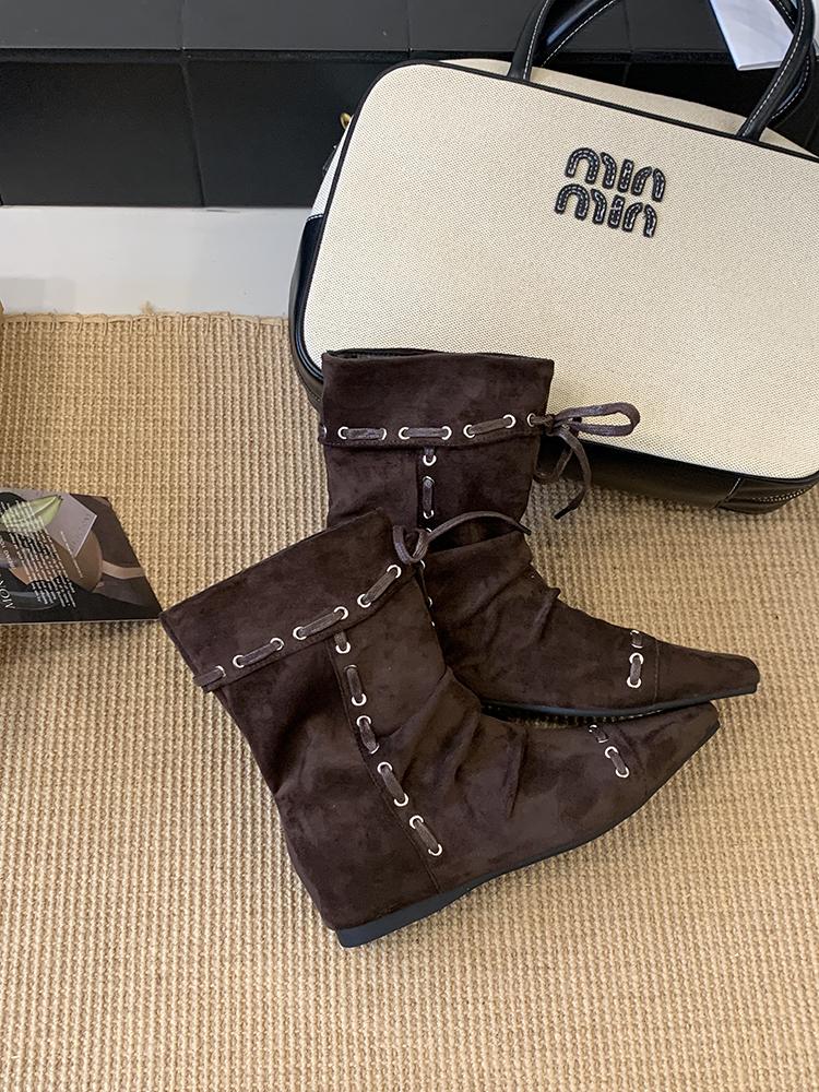 Winter New Boot Bohemia Ankle Boots Women  Tassels Faux Suede Boots Girl Clogs Cork Insole Long Botas Mujer Winter Outdoor Shoes