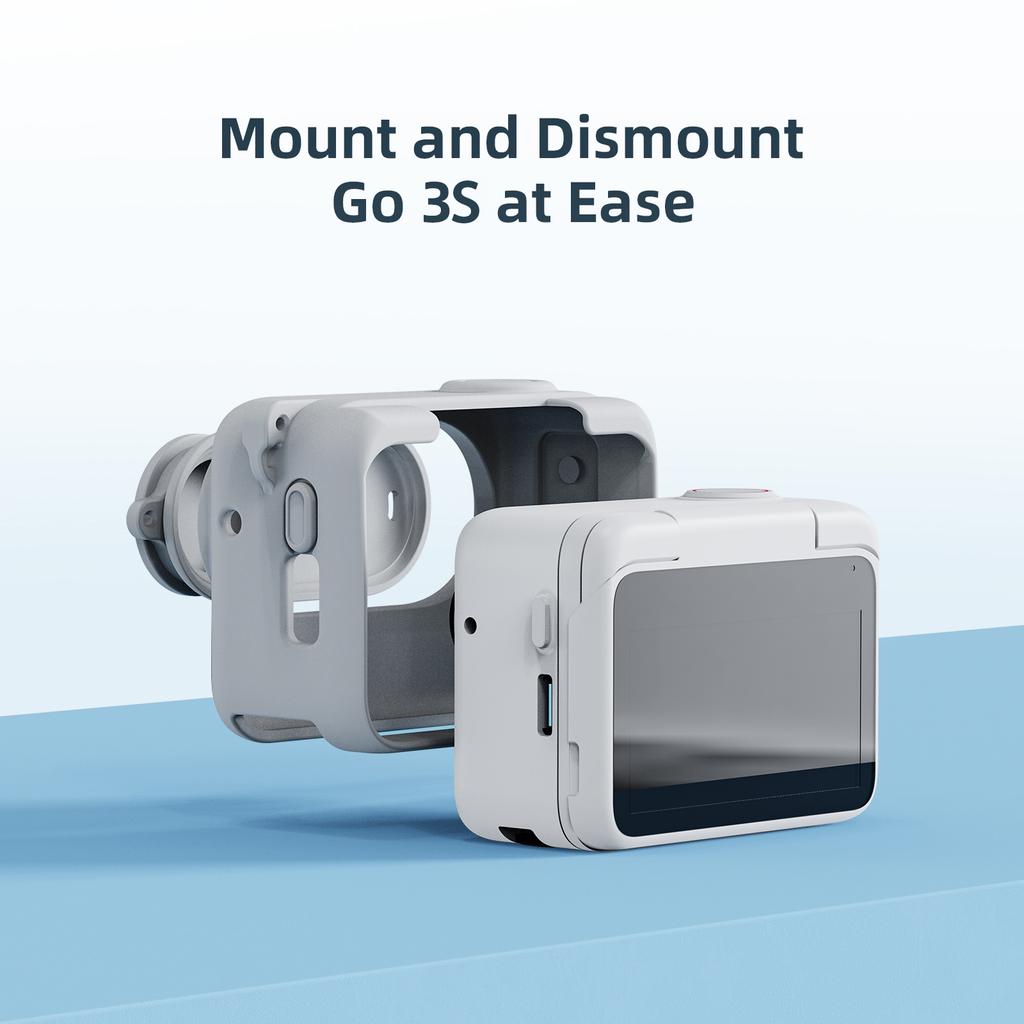 aMagisn Sports Camera Silicone Protective Case Cover with Lanyard Neck Strap Shock Proof Replacement for Insta360 GO 3S