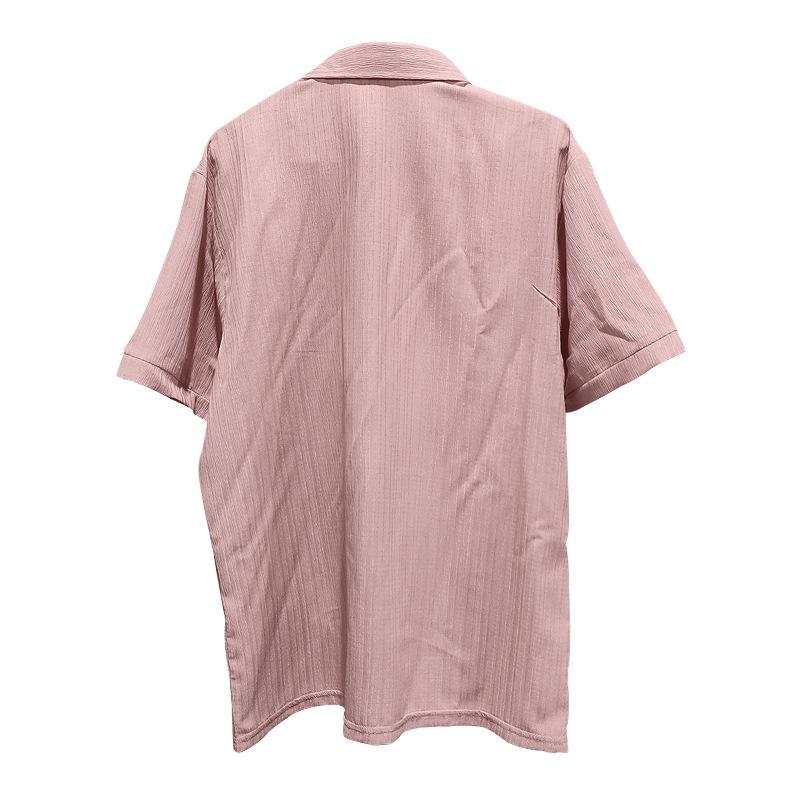 Summer Lapel Solid Color Short Sleeve Button Versatile Men's Casual Loose Cardigan T-Shirt