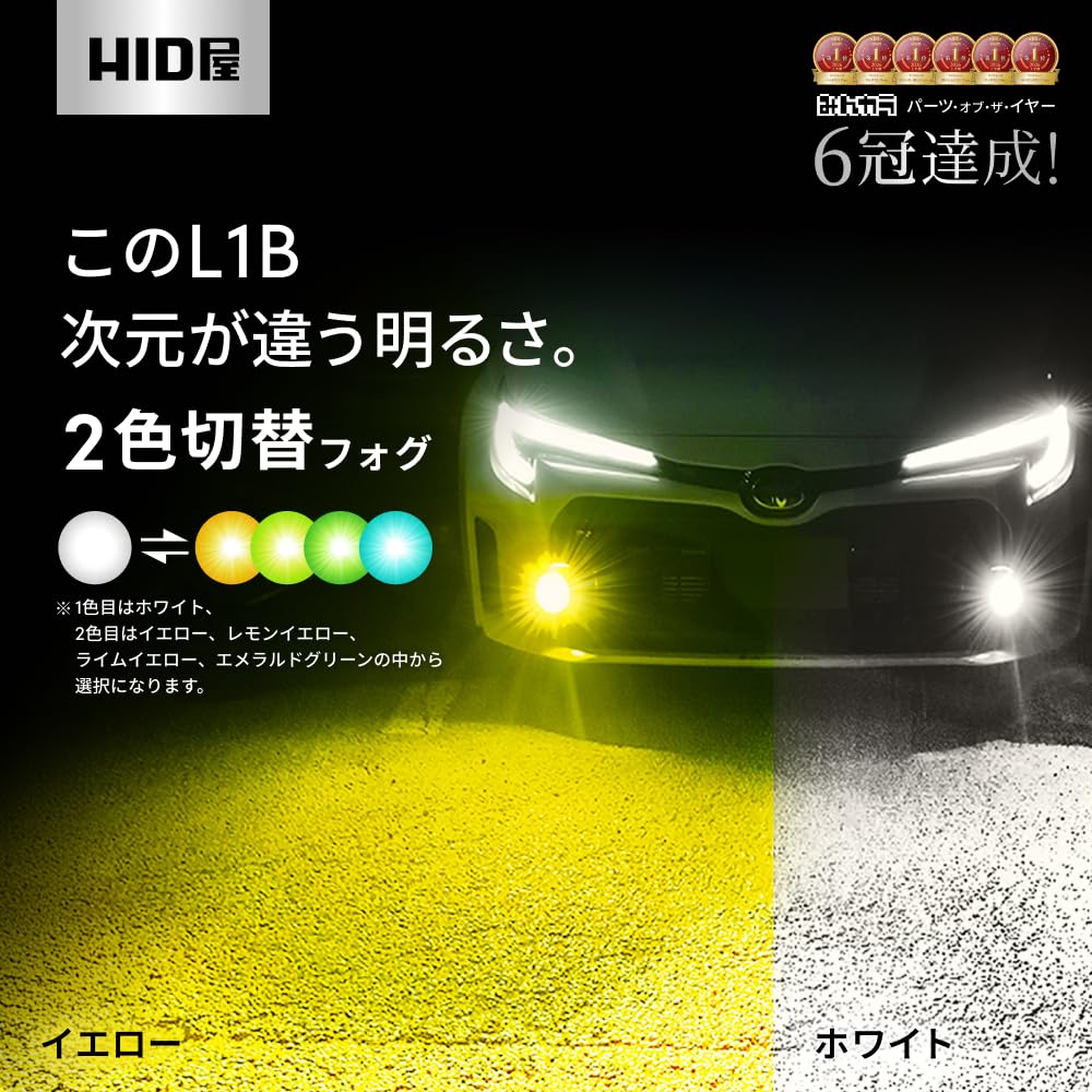 HIDya L1B LED Fog Lamp New Replacement Bulbs for Genuine Switching Yellow x White Vehicle Inspection Memory Passenger Car Bulbs, Model, Parts, 2-Color