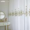 1PC LOZUJOJU French Style Gold Thread Embroidered Sheer Curtain Romantic Style Luxury Tulle for Living Room Bedroom Balcony Window Home Decor