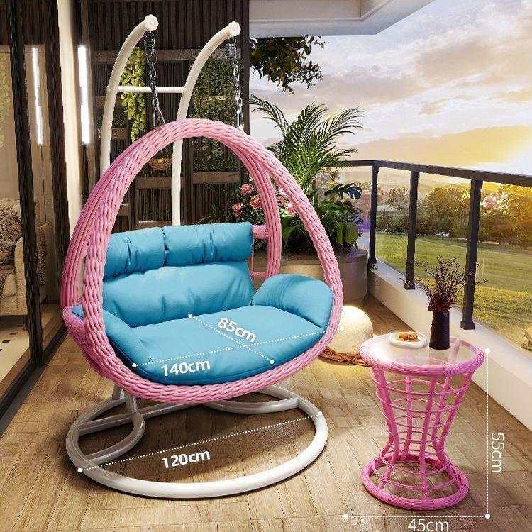 Outdoor Courtyard Rocking Chair Set with Hanging Chair and Recliner