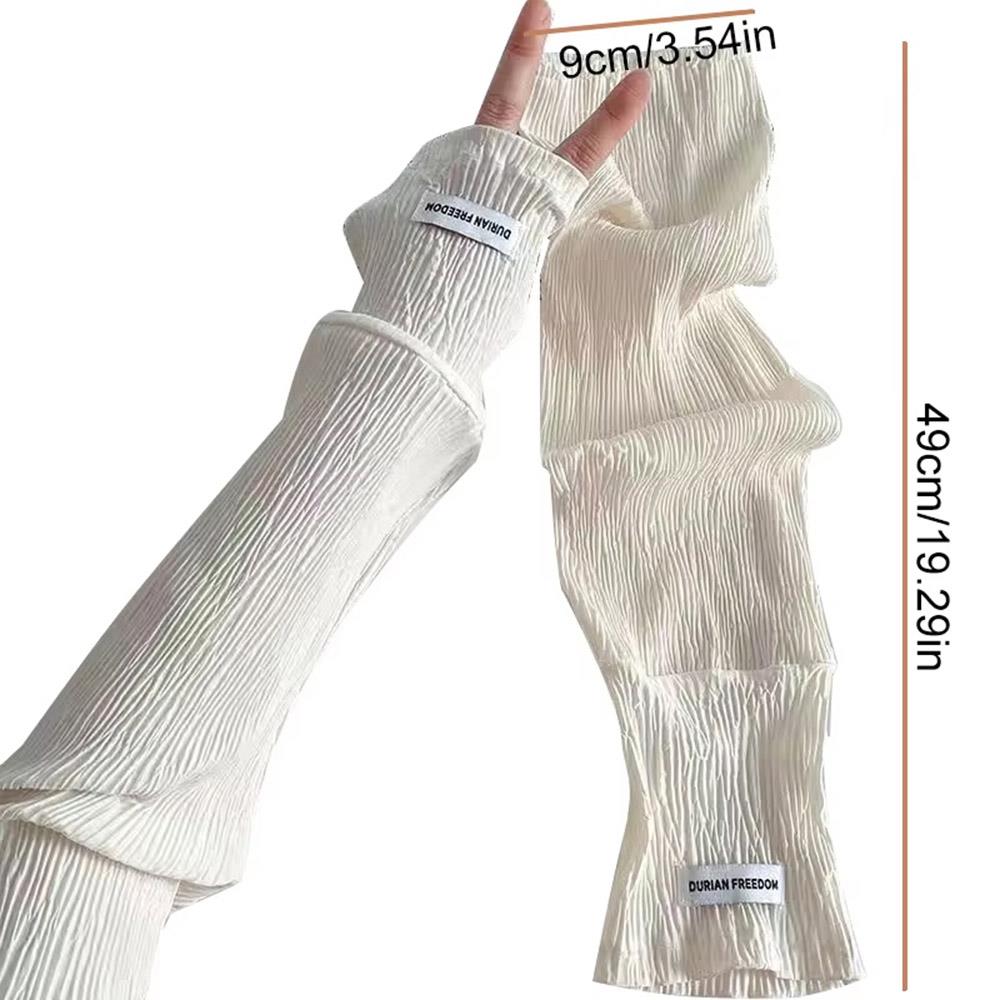 1Pair Wrinkled Ice Silk Sleeves for Women Breathable Arm Protection Sun UV Protect Long Arm Cover For Running Fishing Cycling