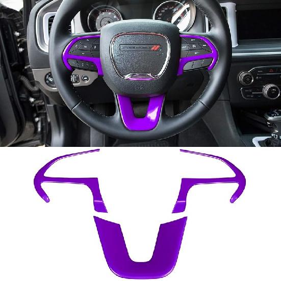 Steering Wheel Cover Trim Interior Accessories Decoration Kit for 2015-2024 Dodge Challenger Charger, for 2014-2024 Dodge Durango & Jeep Grand