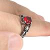 European and American Jewelry Titanium Steel Hollow Multi-color Stone Ring Retro Men's Accessories Stainless Steel Skull Head Ri