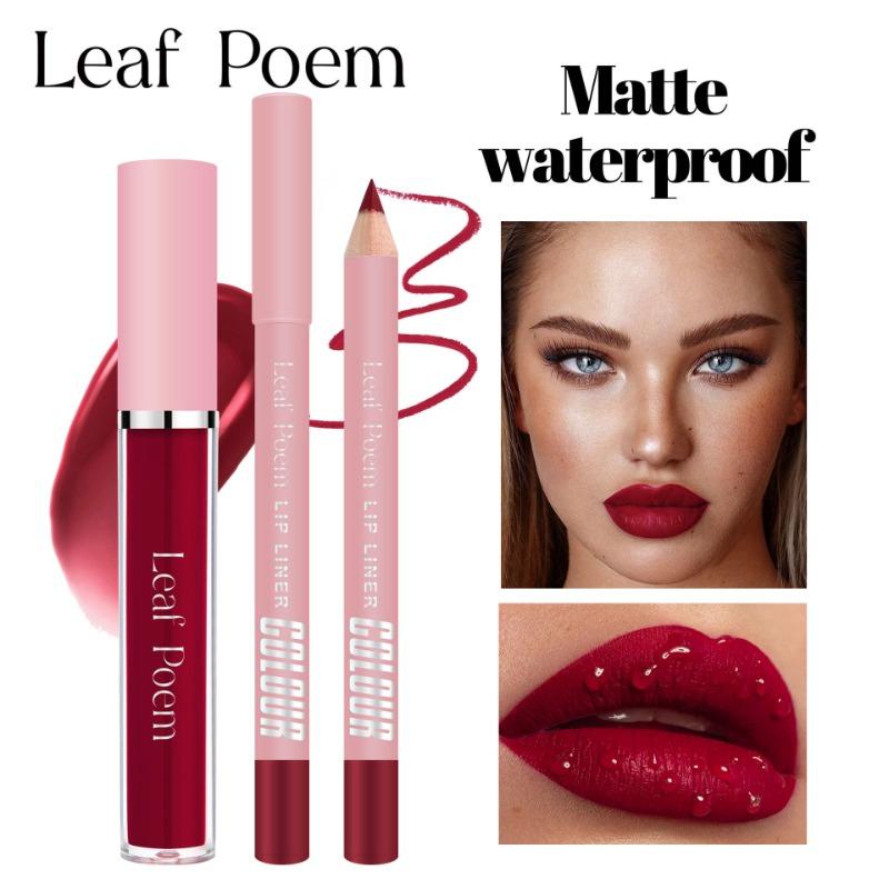 

Makeup Non-stick Cup Lip Gloss + Lip Liner Combo Set Waterproof Matte Lip Gloss Set 4ML+2G