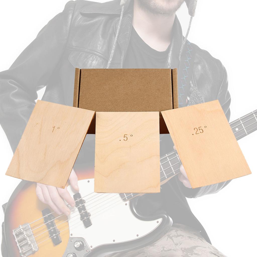 3Pcs Solid Maple Wood Plate Protections 0.25, 0.5, 1 Degree Thickness Guitar Neck Shims for Guitar Player Repairment