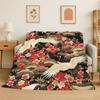 Classic Chinese Elements Style Flannel Blanket Soft Warm Throw Blanket for Bedroom Living Room Bed Travel Camping Picnic Cover