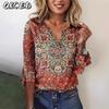 Women's Fashion Casual Long Sleeve V Neck Blouses & Shirts