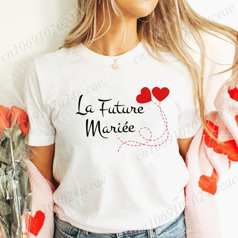 Bachelorette Hen Party Evjf Future Team Bride T-Shirt French Women Short Sleeved Tees Graphic Tops Bridal Shower Wedding Clothes