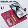 2-in-1 Magnetic Detachable Case for Samsung S25 Ultra, A17 Flip Cover with Card Slot and Lanyard, Leather Case A5655