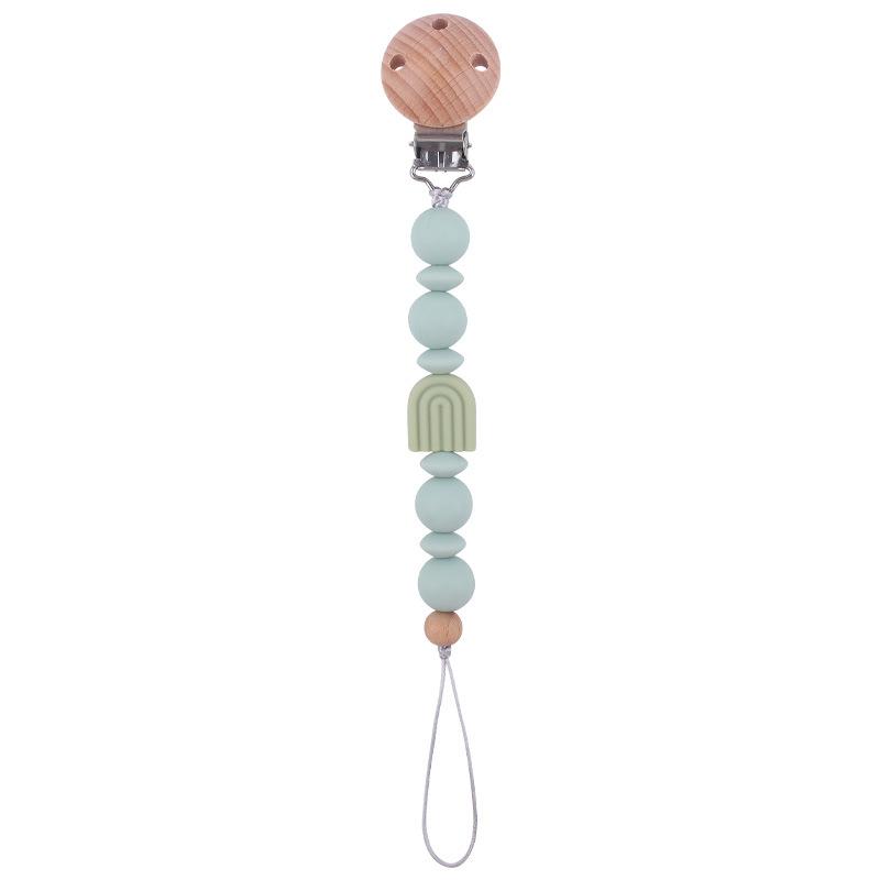 New Baby Pacifier Clips Round Beech Clips Silicone Rainbow Beads for Dummy Nipple Holder Soother Chain Teether Toy